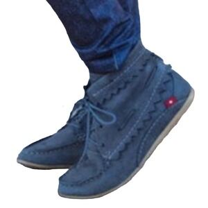 OLIBERTE Hirari Moccasin High Top Chukka Leather Boot Sneaker 39 8 Blue Grey